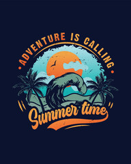 Summer Time Adventure Retro Vintage T Shirt Design