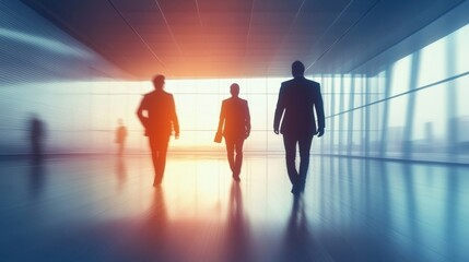Businesspeople Walking Through Modern Office Building
