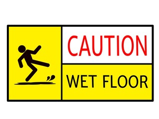 Hazard slippery surface wet floor sign, vector illustration isolated on white background. Vector Illustrator.