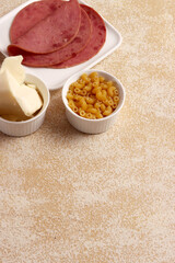 macaroni schotel ham cheese parmesan mozarella desert pasta baked snack business photo background
