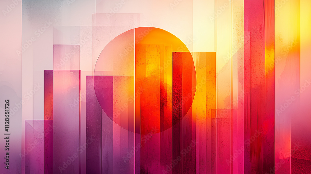 Sticker vibrant abstract curves in bold red create a sense of movement against a minimalist backdrop