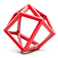 a red 3D geometric figure isolated on white