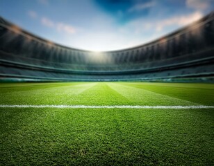 Obraz premium soccer stadium with illumination, green grass and night sky