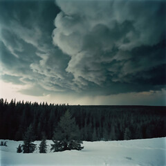 forest landscape with snow