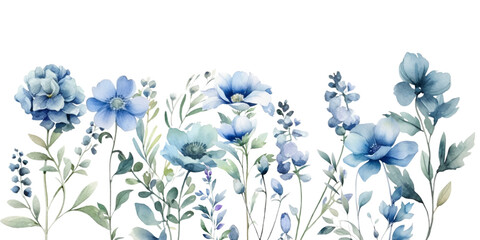 watercolor flowers background for design. Floral border frame card template.