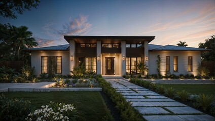 Fototapeta premium Elegant Evening Ambiance at a Modern Home