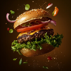 Burger floating in the air	