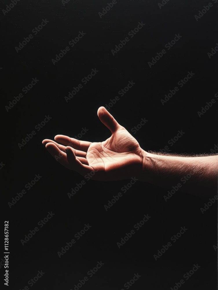 Wall mural outstretched hand reaching forward in a dark setting during a moment of connection