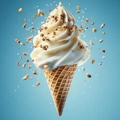 White Ice cream floating in the air