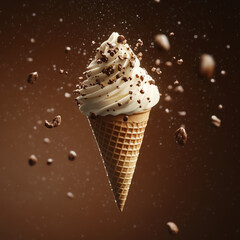 Ice cream floating in the air
