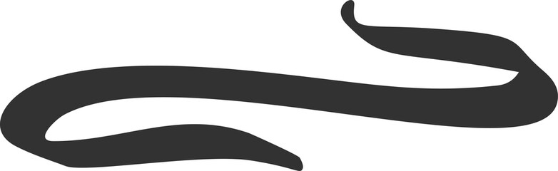 Swirl line. Swashes and flourish underline. Hand drawn calligraphic elegant swoosh. Curve vintage brush stroke. Squiggle scrolling element. Simple doodle wavy shape