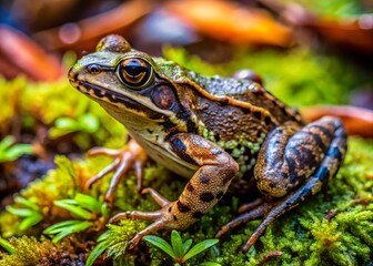 Fototapeta premium Northern Cricket Frog Raleigh NC Long Exposure Top View Moist Forest Floor Photography