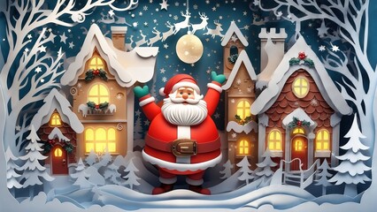 Christmas holiday flat icons - Santa Claus, xmas tree, star, snow man, gifts.
