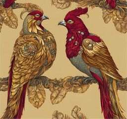 A resplendent quetzal with vivid green and red feathers, its long tail flowing through the misty rainforest.