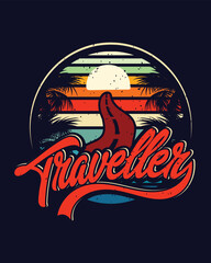 Beach traveller t shirt vector design