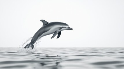 Fototapeta premium A playful dolphin leaping out of the ocean