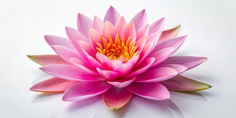 Fototapeta premium Pink Water Lily Top View, Isolated White Background, Floral Photography, Botanical Image, Close-up, Macro, High-Resolution