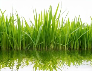 Obraz premium grass background with dew dropping on white background