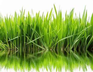 Obraz premium grass background with dew dropping on white background