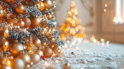 Fototapeta premium table is elegantly set for celebrating Christmas or New Year.