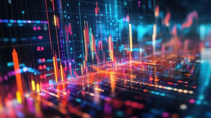 Obraz premium Colorful financial data visualization representing stock market trends and analysis