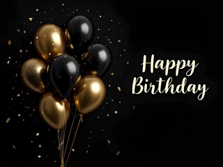 Happy birthday card with stylish balloons and confetti