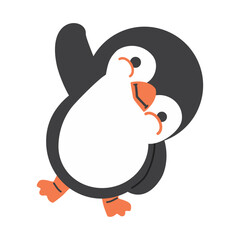 Cute penguin icon in flat style