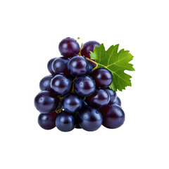 Fototapeta premium Grapes with green leaf on a transparent background