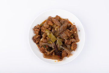 Braised duck with pickled cabbage and konjac