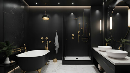 modern bathroom interior with black color
