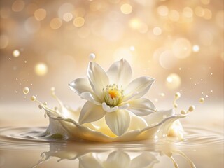 Vanilla Flower Levitation Cream Splash Bokeh Photography Background