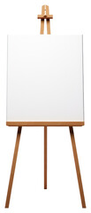 PNG A Blank canvas on a brown wooden easel white white background creativity.