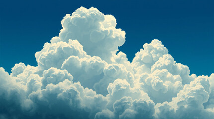Puffy Clouds Floating Across a Clear Blue Sky