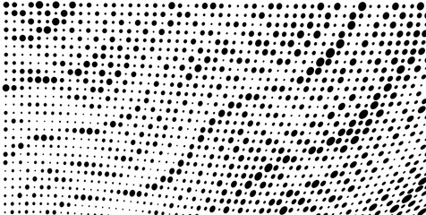 Abstract halftone wave dotted background. Halftone grunge pattern with square. Vector halftone modern pop art twisted texture for poster, cover, business card, postcard, art label layout, sticker.