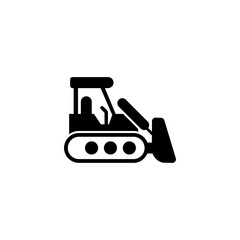 Bulldozer icon logo vector. Construction vehicle and Heavy Equipment icon vector
