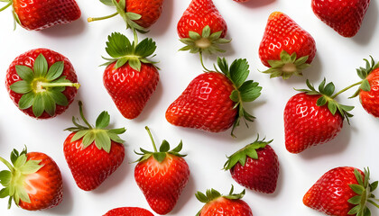 Fresh strawberries on white background