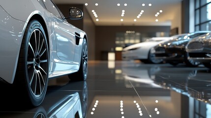 Luxury Car Showroom with Elegantly Displayed High-End Vehicles