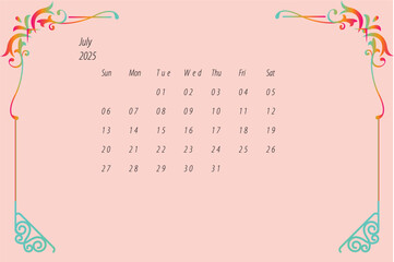 July Calender 2025