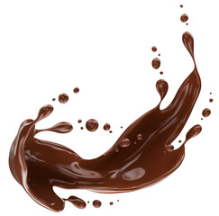 chocolate splash isolated on white background. 3d render