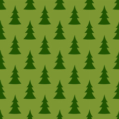 Christmas trees green seamless pattern. Christmas wrapping paper design. Vector illustation.