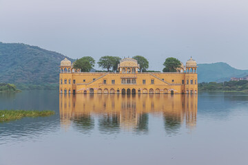 Jal Mahal Water Palace at sunset.