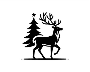 deer with christmas tree