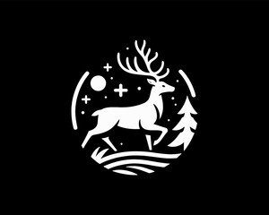Christmas Deer Logo Design Icon Symbol Vector Illustration 