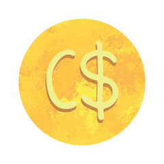 Hand drawn canadian dollar currency symbol. Brush stroke doodle. Single element for design