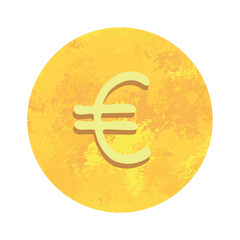 Hand drawn euro currency symbol. Brush stroke doodle. Single element for design