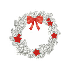 Christmas Wreath Sketch Celebration Decoration Winter Event Festival of X-Mas