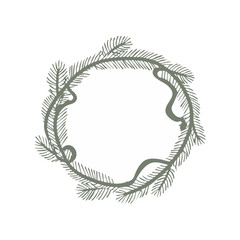 Christmas Wreath Sketch Celebration Decoration Winter Event Festival of X-Mas