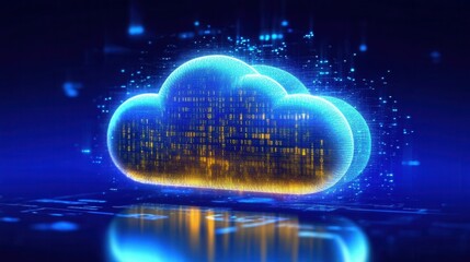 Obraz premium Digital cloud storage symbol representing data management and connectivity trends
