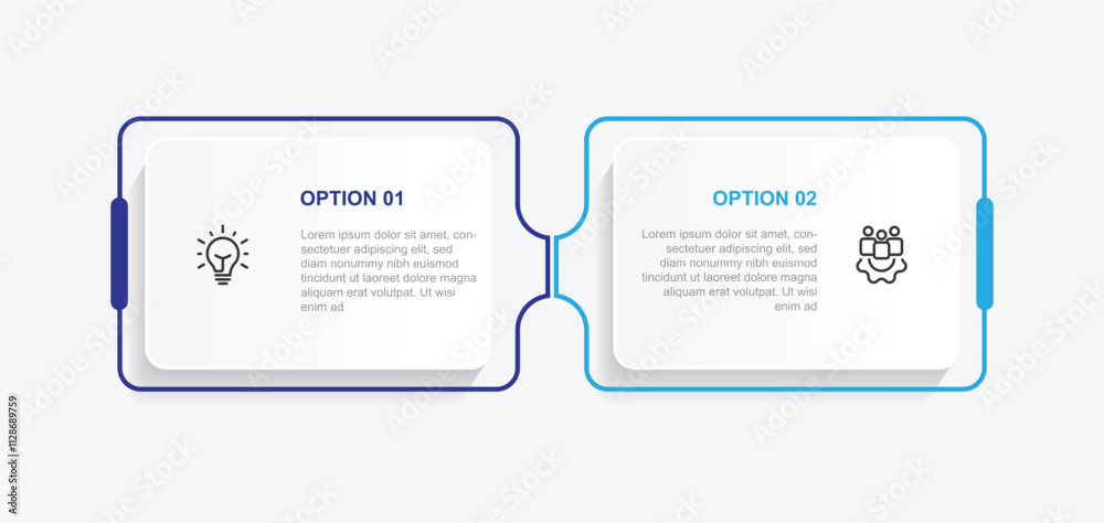 Aufkleber Infographic template vector, 2 step table timeline presentation, workflow or business information 