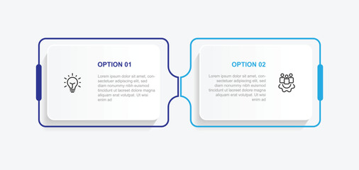 Infographic template vector, 2 step table timeline presentation, workflow or business information 